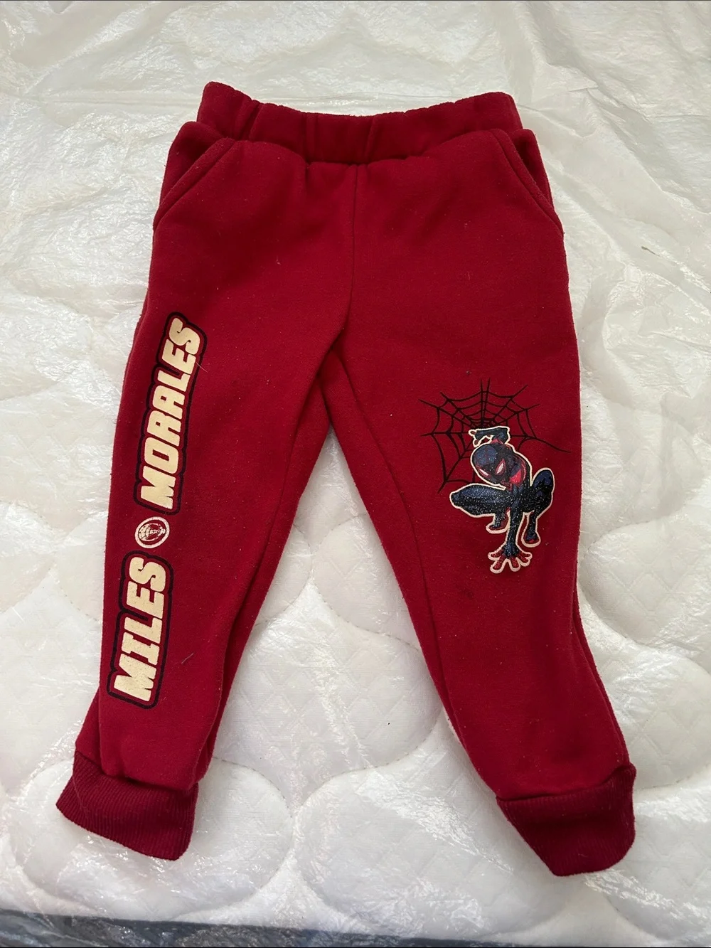 Spiderman Miles Morales Red Fleece Joggers for Kids